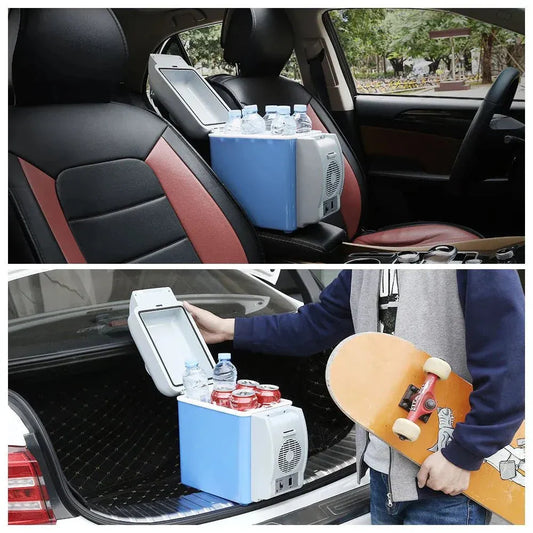 ShopinZone™ Compact 12V 7.5L Mini Car Fridge - Dual Cooler & Warmer Box | Portable Travel Refrigerator in Blue | Ideal for Road Trips, Camping & Outdoor Activities